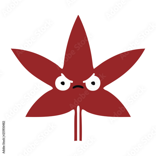 flat color retro cartoon autumnal leaf