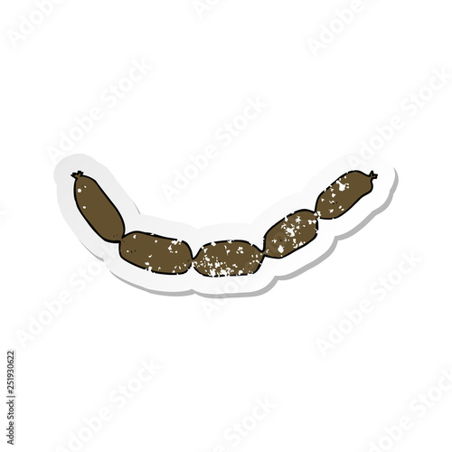 retro distressed sticker of a cartoon string of sausages
