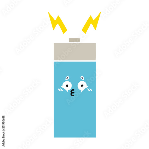 flat color retro cartoon battery