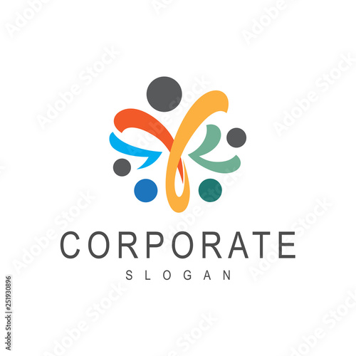 colorful abstract people logo, family icon, people symbol