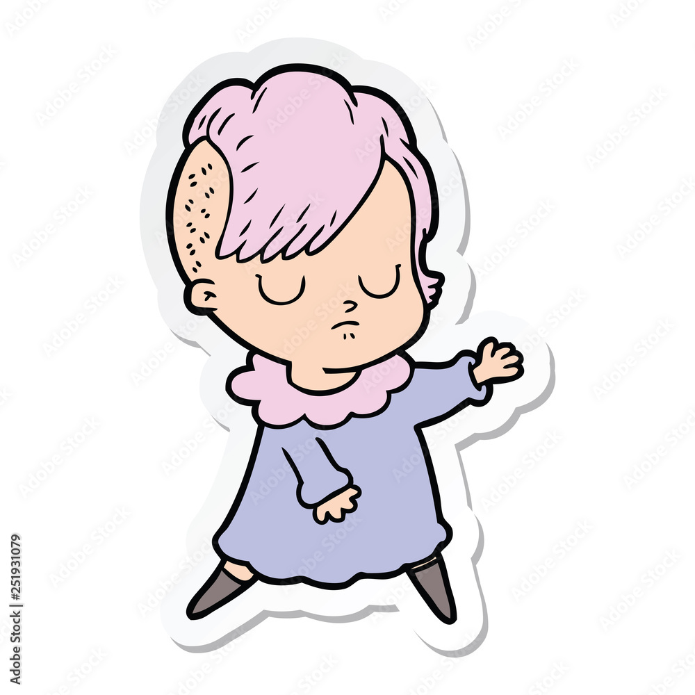 sticker of a cartoon woman