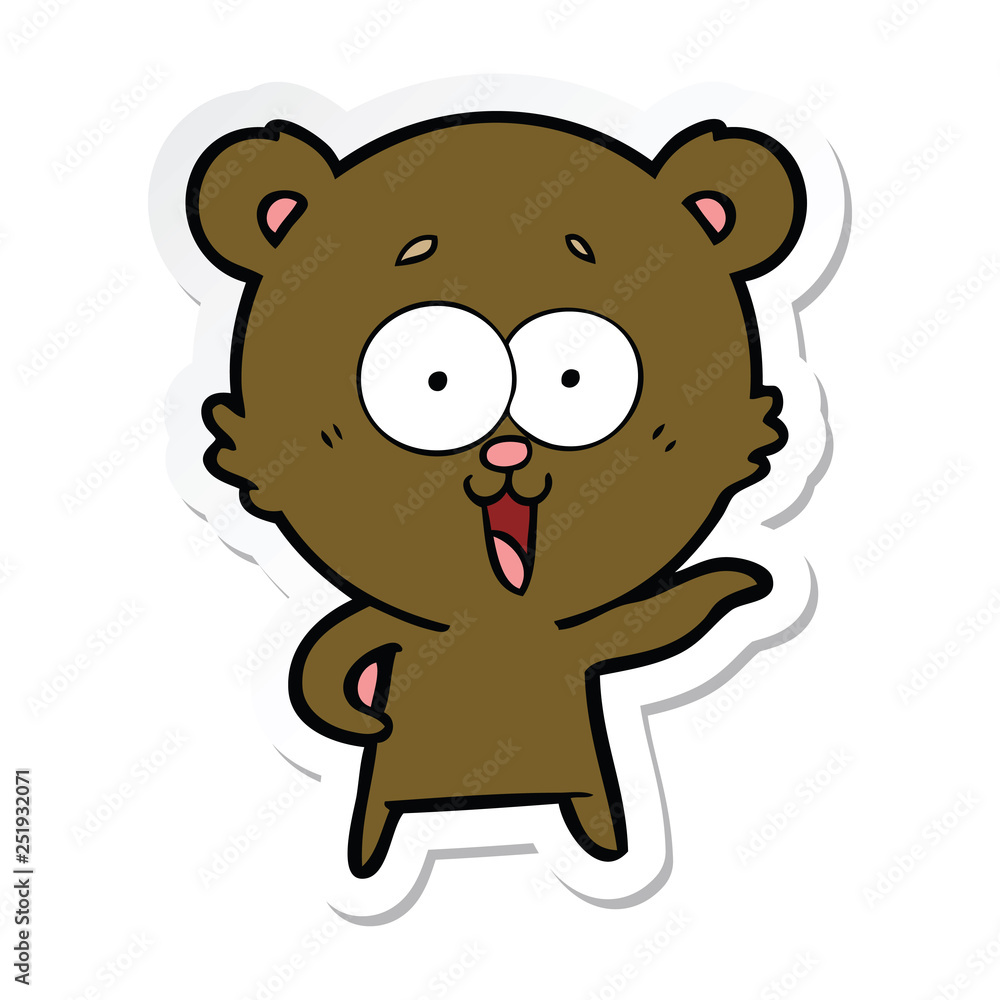 sticker of a laughing teddy bear cartoon sticker of a laughing teddy bear cartoon