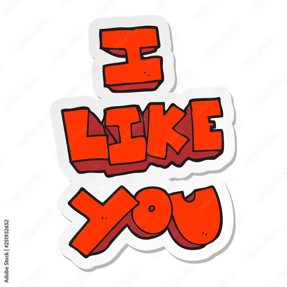 sticker of a I like you cartoon symbol sticker of a I like you cartoon symbol
