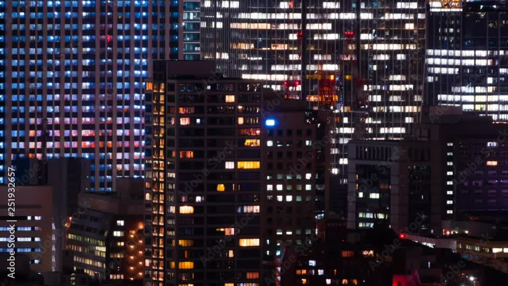 東京夜景・タイムラプス・大都会のオフィスビル&マンション 東京夜景・タイムラプス・大都会のオフィスビル&マンション