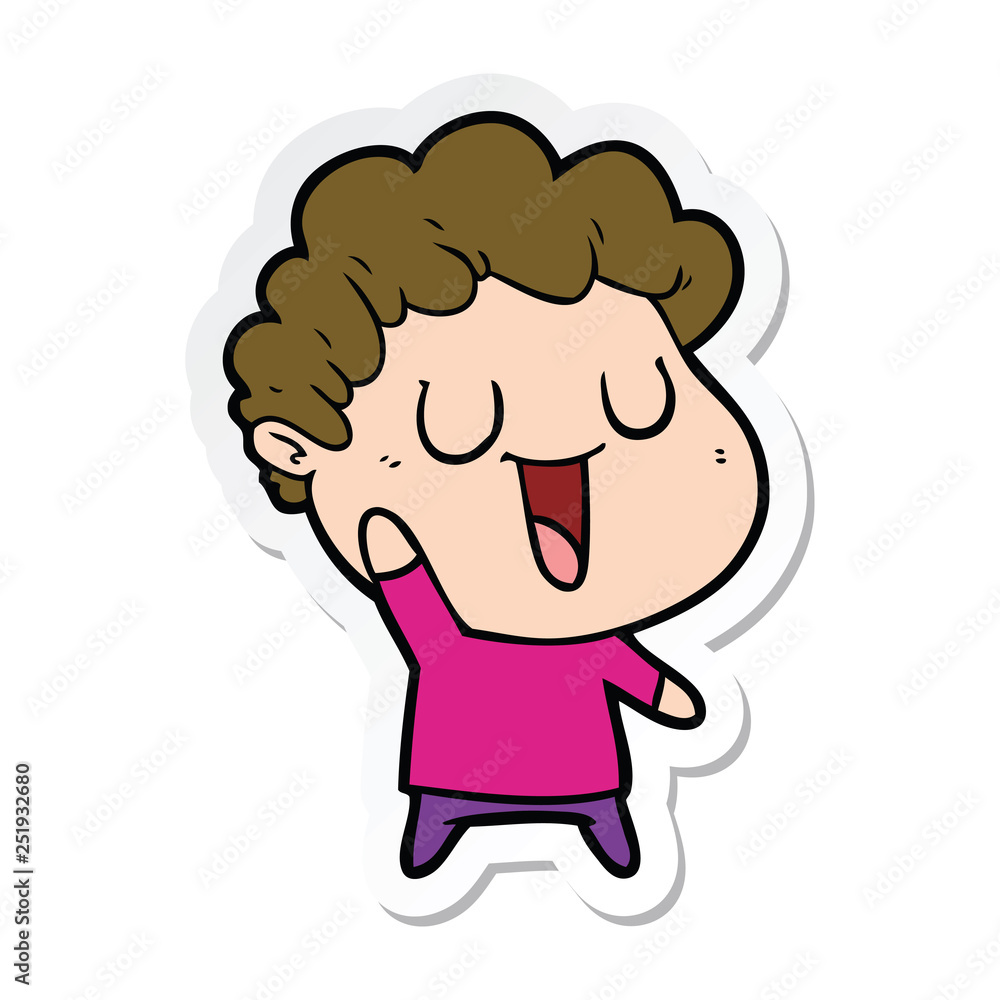 sticker of a laughing cartoon man sticker of a laughing cartoon man
