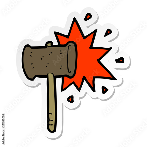 sticker of a cartoon banging gavel