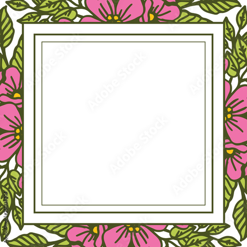 Vector illustration frame of pink flowers blooms hand drawn © StockFloral