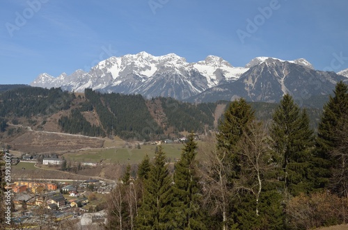 Spring landscape in the Austrian Alps near Schladming in Austria, Europe