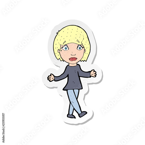 sticker of a cartoon suprised woman
