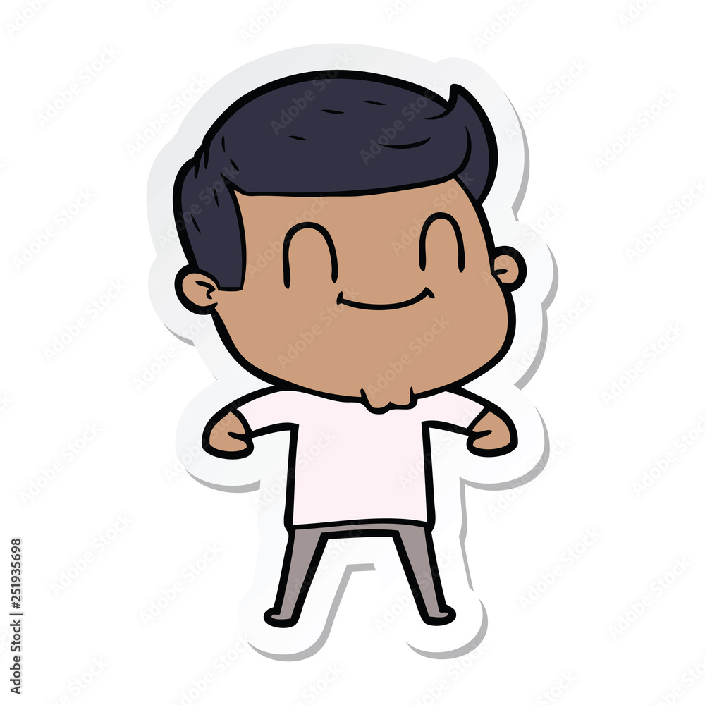 sticker of a cartoon friendly man sticker of a cartoon friendly man