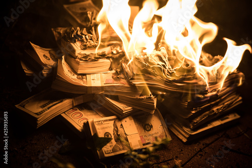 Pile of Money Burning