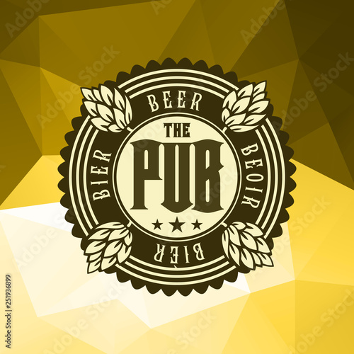 Beer brewery label logo on ice background