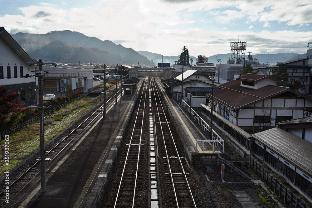 View of Old Japanese Railway Station of Hida Furukawa City, Gifu prefecture Japan.