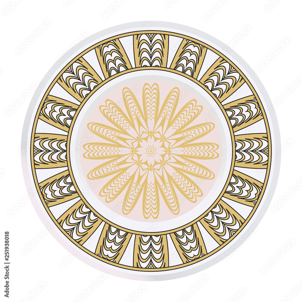 Vector Pattern With Abstract Floral Round Ornament. Oriental Pattern. Indian, Moroccan, Mystic, Ottoman Motifs. Anti-Stress Therapy Pattern Vector Pattern With Abstract Floral Round Ornament. Oriental Pattern. Indian, Moroccan, Mystic, Ottoman Motifs. Anti-Stress Therapy Pattern