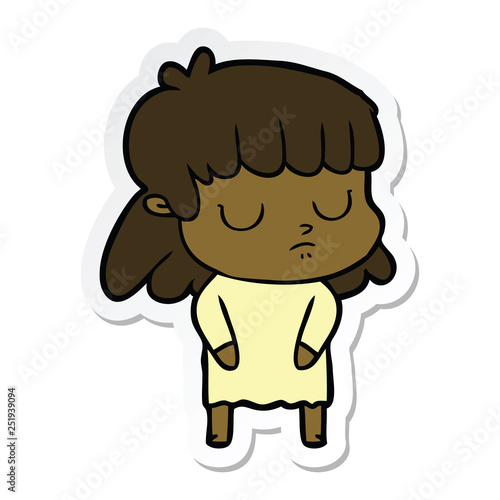 sticker of a cartoon indifferent woman