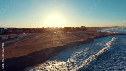 Venice beach sunrise. aerial shot, 4K