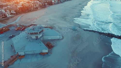 Venice beach sunrise. aerial shot, 4K
