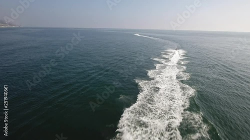 Aerial shot fo the Jet ski in the ocean, 4K