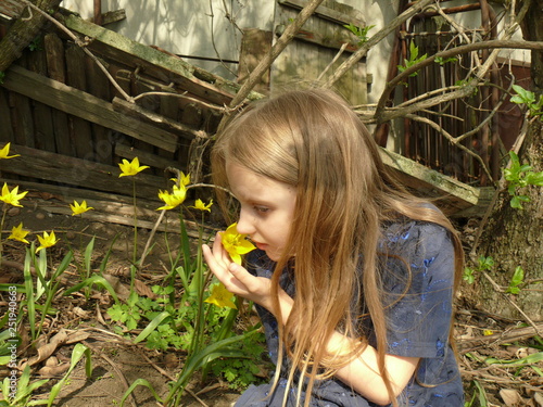 little girl in the garden