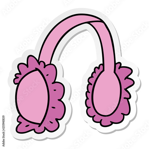 sticker cartoon doodle of pink ear muff warmers