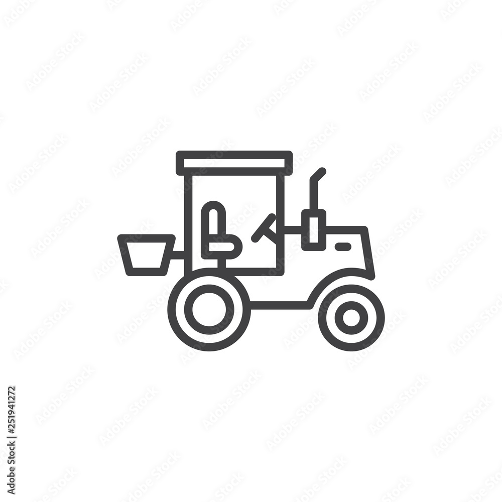 Tractor truck line icon. linear style sign for mobile concept and web design. Tractor outline vector icon. Construction machine symbol, logo illustration. Pixel perfect vector graphics