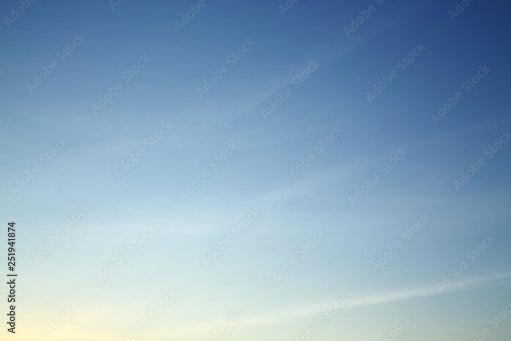 morning light on clear blue sky background