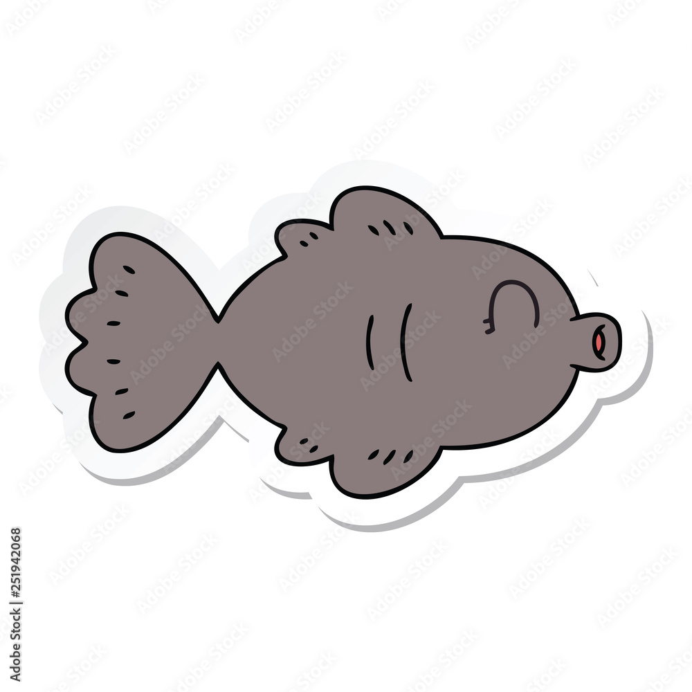 sticker of a quirky hand drawn cartoon fish sticker of a quirky hand drawn cartoon fish