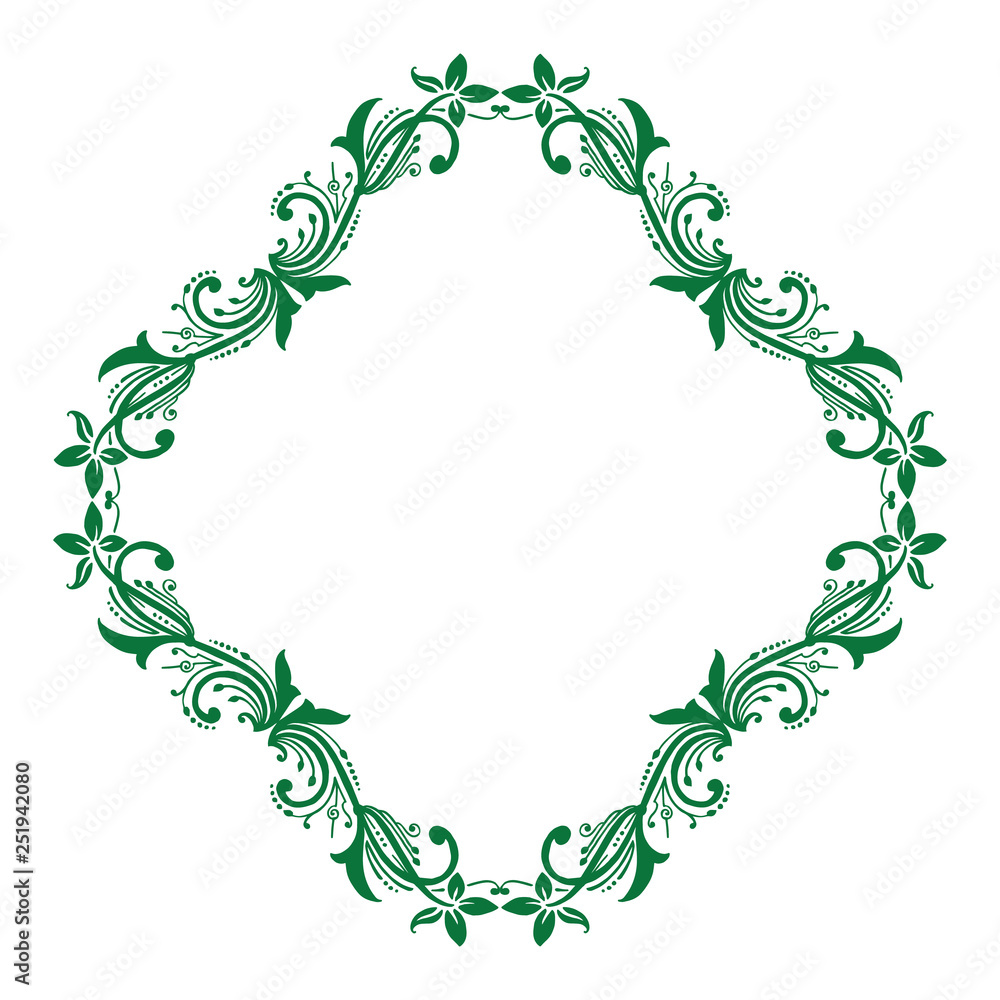 Vector illustration green leaf flower frame decor hand drawn Vector illustration green leaf flower frame decor hand drawn