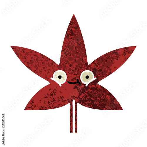retro illustration style cartoon autumnal leaf
