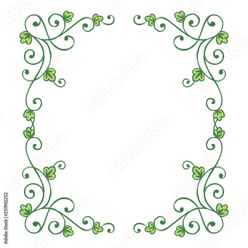Vector illustration elegant green leaf flower frame hand drawn