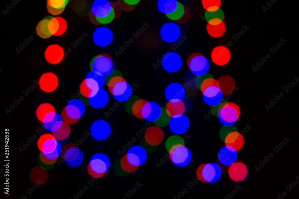 Colorful abstract blured bokeh from lights at night
