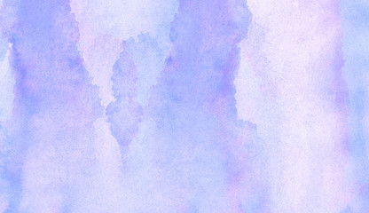 Vintage light purple watercolor paint hand drawn illustration with paper grain texture for aquarelle design. Abstract grunge violet gradient violet water color artistic brush paint splash background