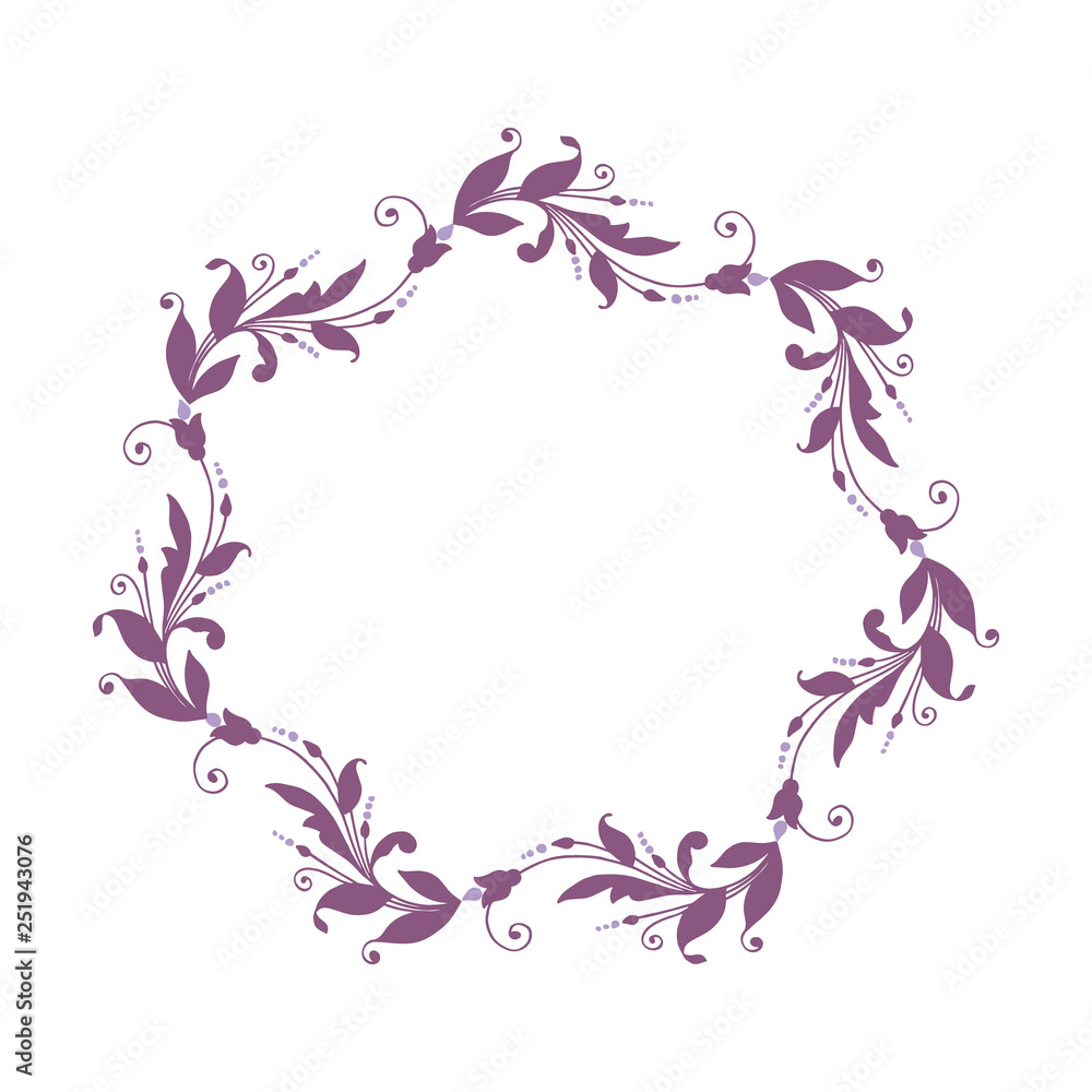 Vector illustration purple leaf flower frame hand drawn Vector illustration purple leaf flower frame hand drawn