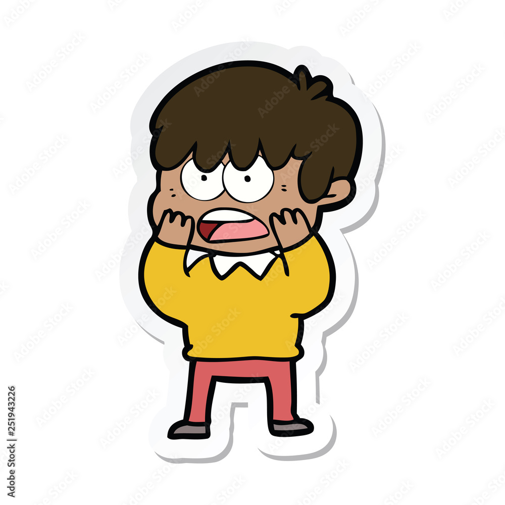 sticker of a worried cartoon boy sticker of a worried cartoon boy