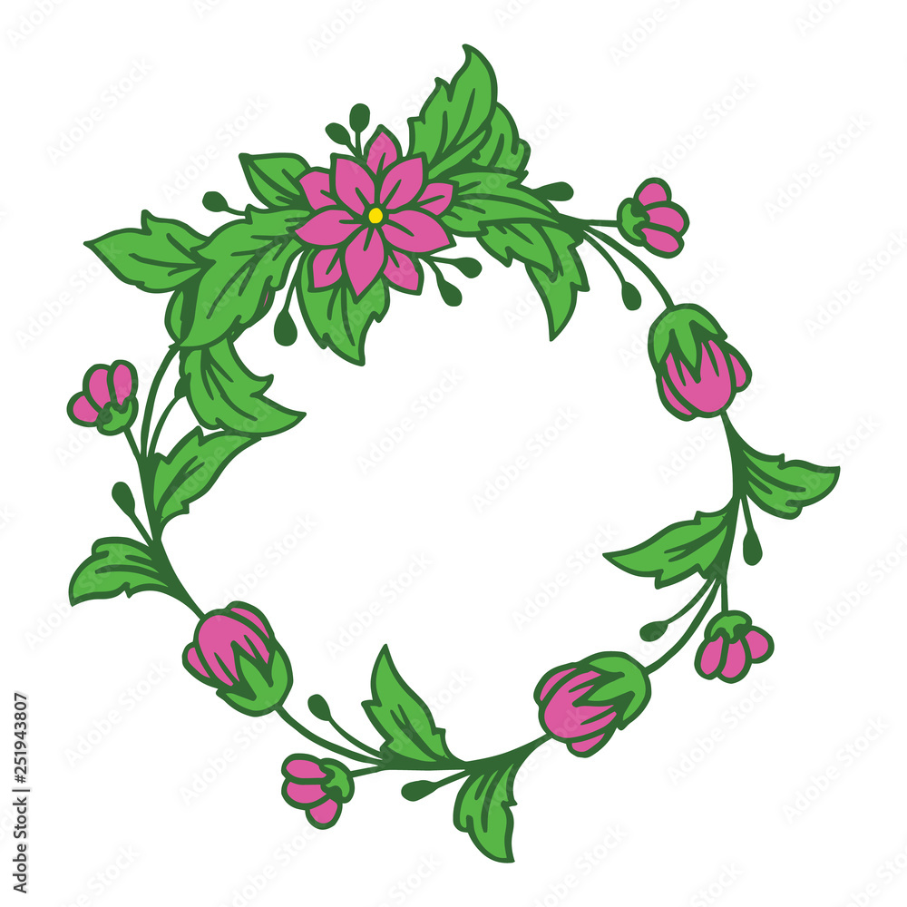 Vector illustration style pink flower frame hand drawn Vector illustration style pink flower frame hand drawn