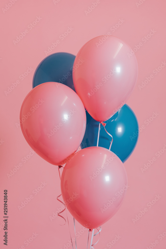 Pink and blue helium balloons Pink and blue helium balloons