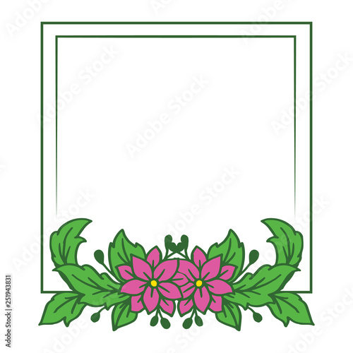 Vector illustration style pink flower frame hand drawn