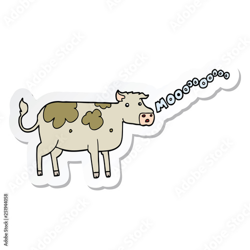 sticker of a cartoon cow