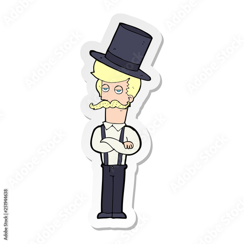 sticker of a cartoon man wearing top hat