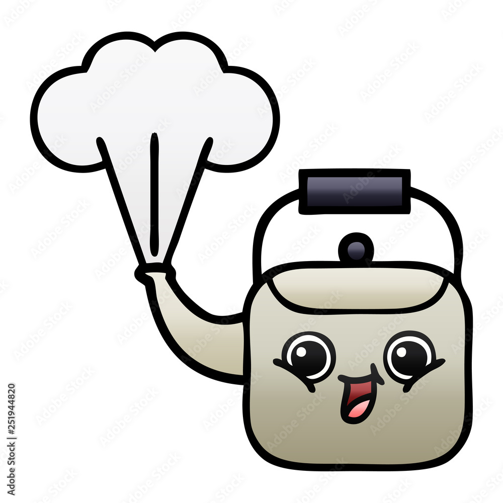 gradient shaded cartoon steaming kettle gradient shaded cartoon steaming kettle