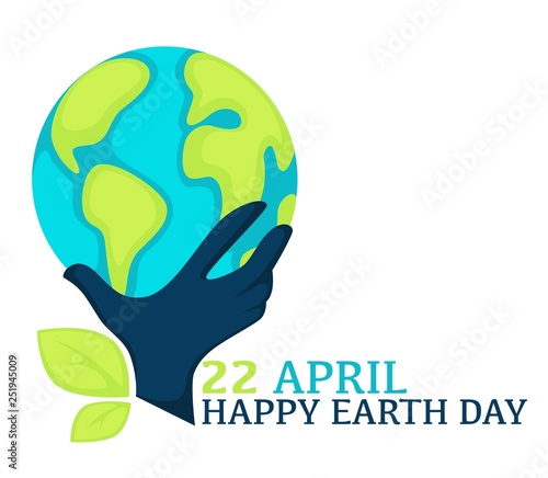 22 april happy earth day logo or greeting card.