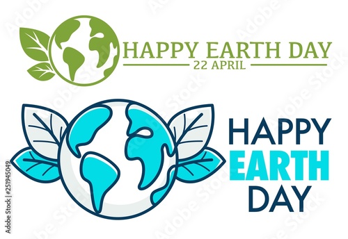 22 april happy earth day logo or greeting card.