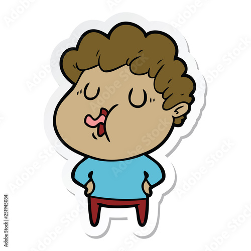 sticker of a cartoon man singing