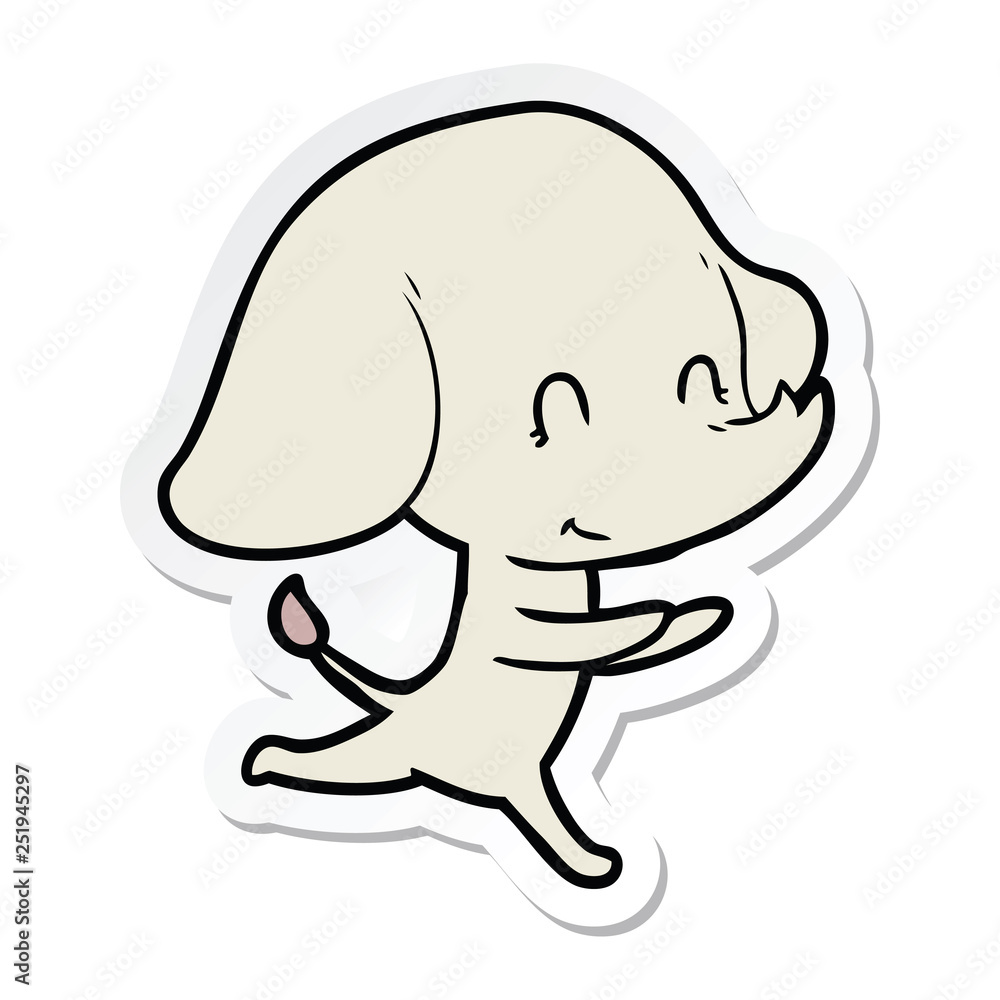 sticker of a cute cartoon elephant sticker of a cute cartoon elephant