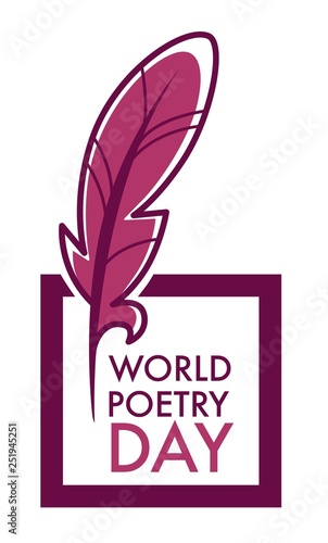 Writers and poetry day isolated icon feather and book vector bookstore or library emblems and logo literature holiday