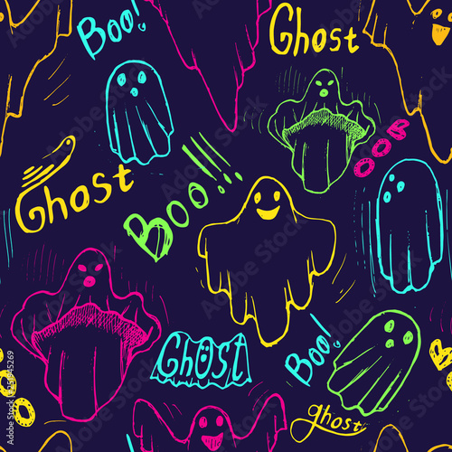 pattern with whisper ghost hand draw.