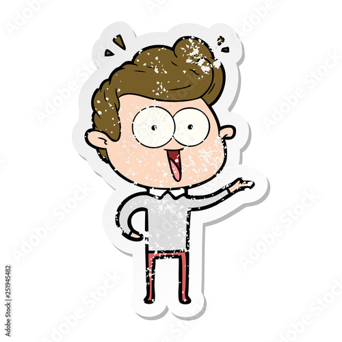 distressed sticker of a cartoon man