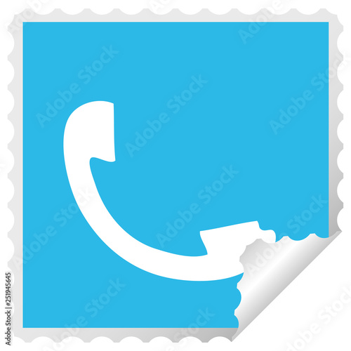 square peeling sticker cartoon telephone receiver