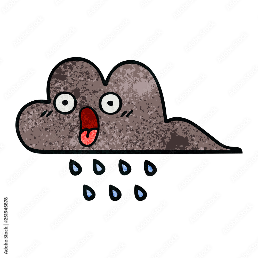 retro grunge texture cartoon storm rain cloud retro grunge texture cartoon storm rain cloud