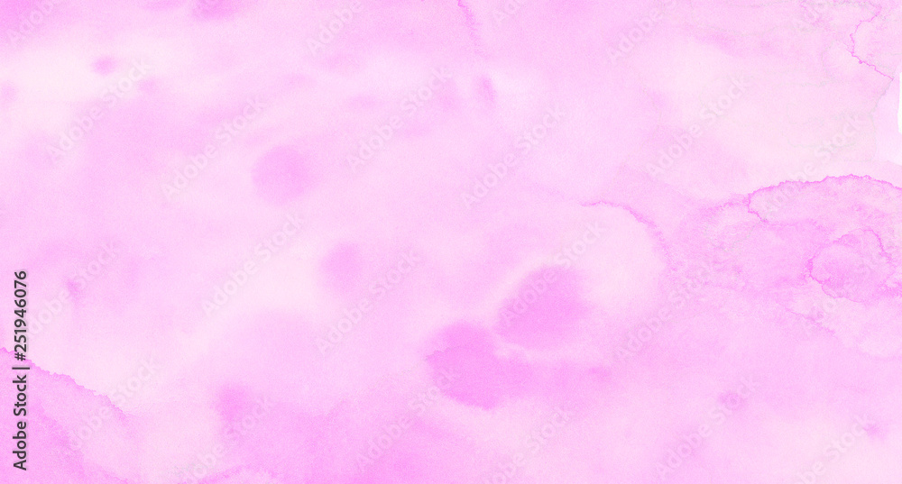 Fototapeta premium Light grunge magenta color shades watercolor background. Abstract aquarelle paint paper textured canvas for text design, greeting card, template. Gentle pink and coral gradient hand drawn illustration